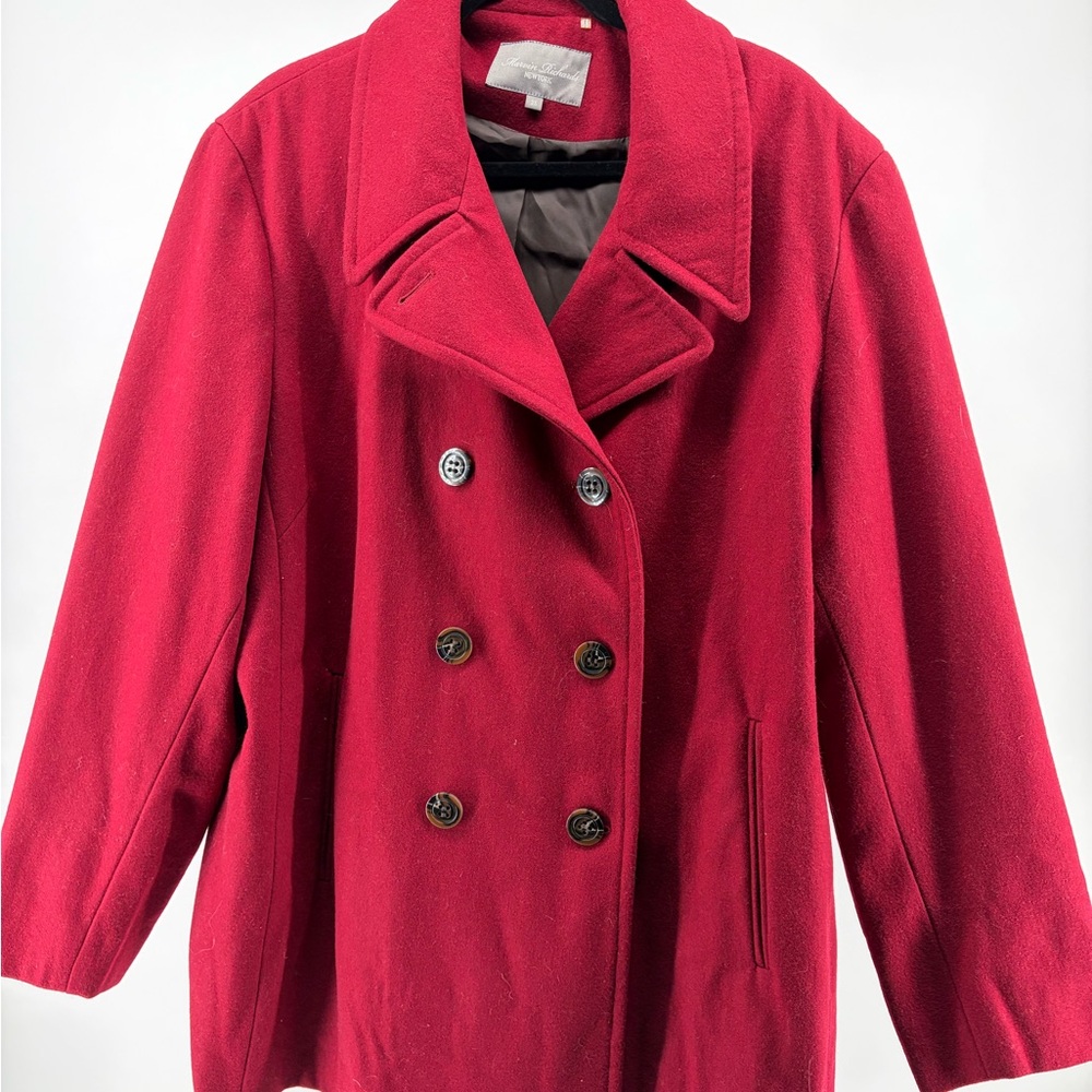 Marvin Richards Wool Coat Womans 3X Red Pea Hip Length‎ Vintage